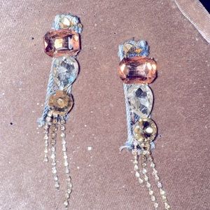 Hand made custom Denim Jewel earrings